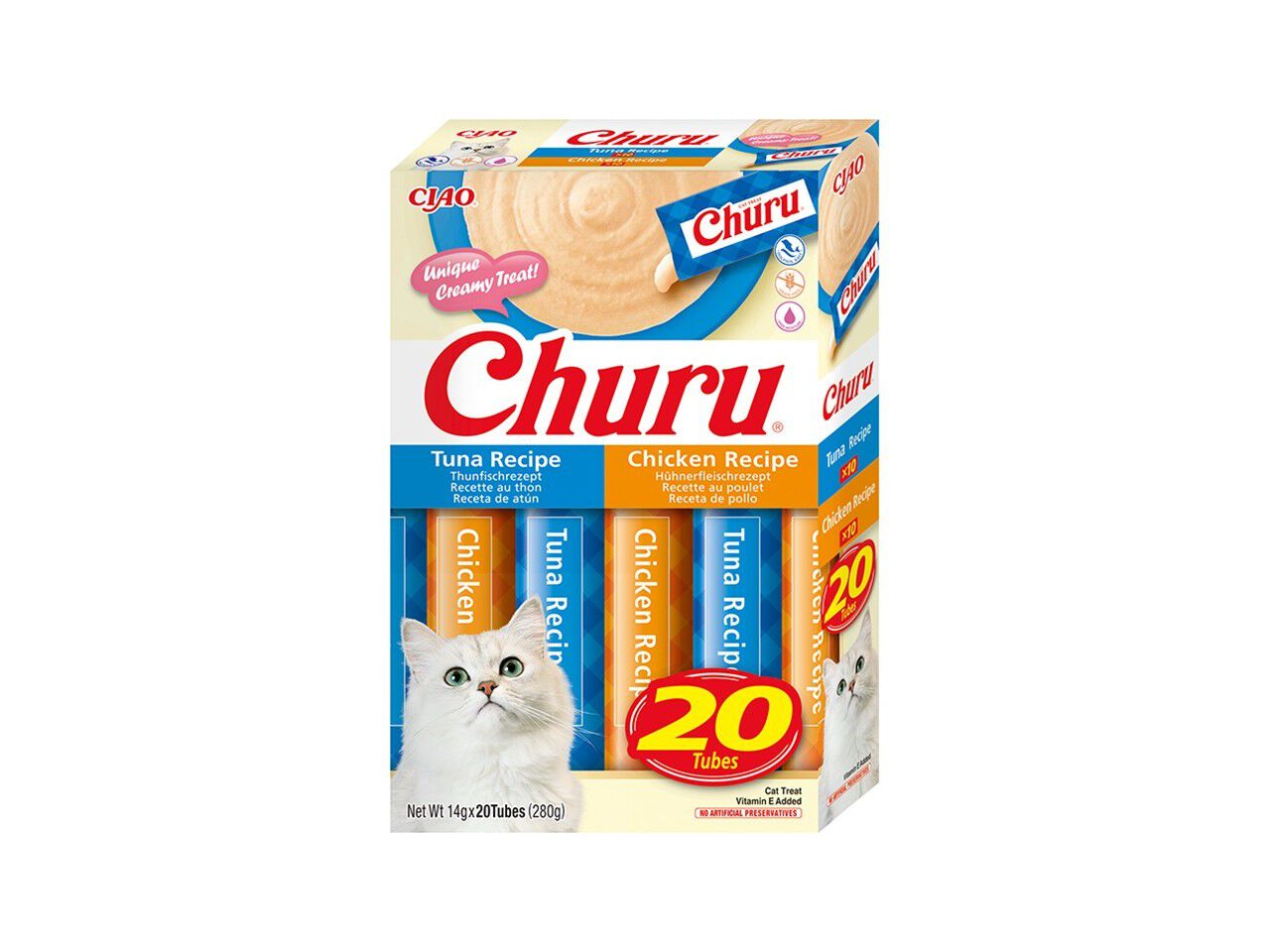SNACKS GATO CIAO CHURU ATUM/FRANGO 20X14G image number 0