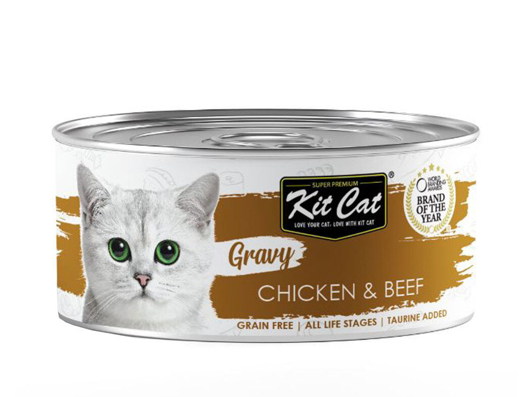 COMIDA H&Uacute;MIDA GATO KITCAT FRANGO&VACA C/MOLHO 70G image number 0