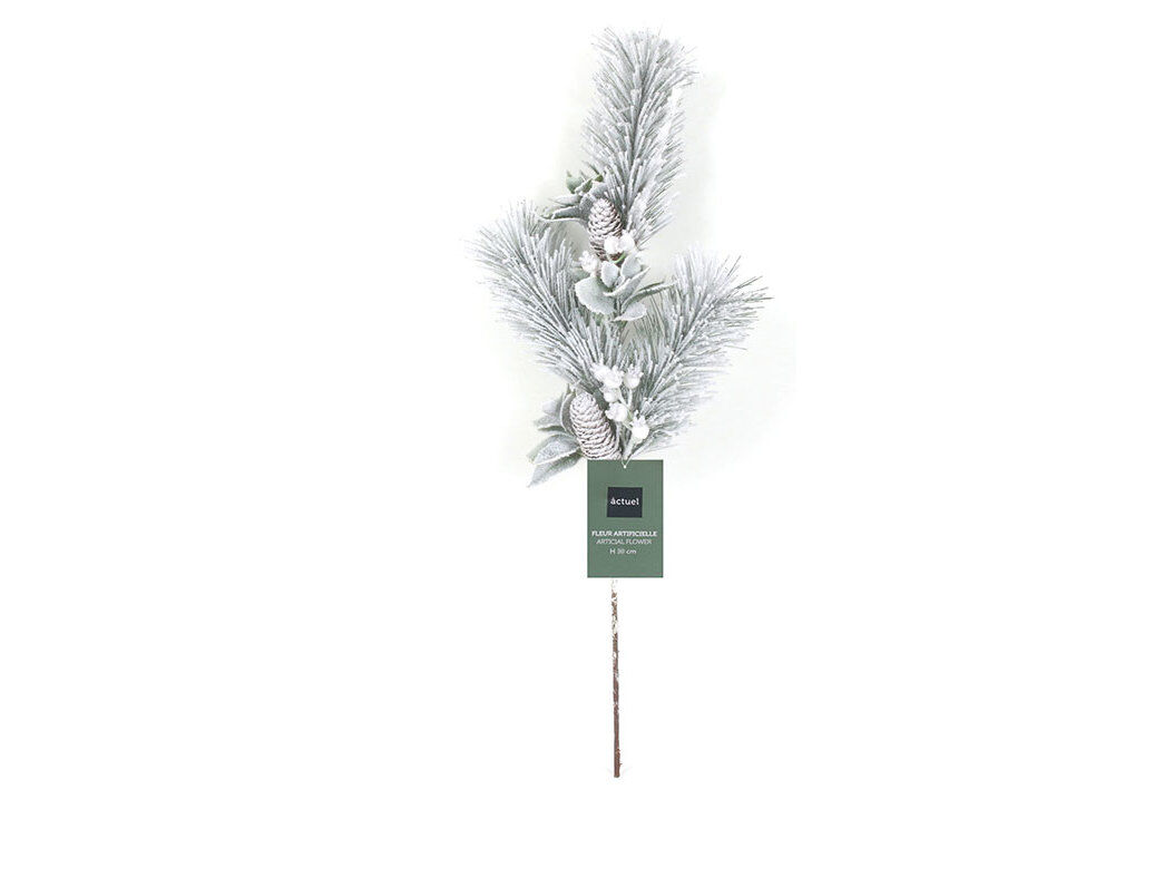 RAMO COM PINHAS E BAGAS ACTUEL BRANCO / VERDE 61CM image number 0