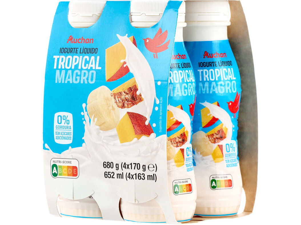 IOGURTE AUCHAN L&Iacute;QUIDO MAGRO TROPICAL 4X170G image number 0