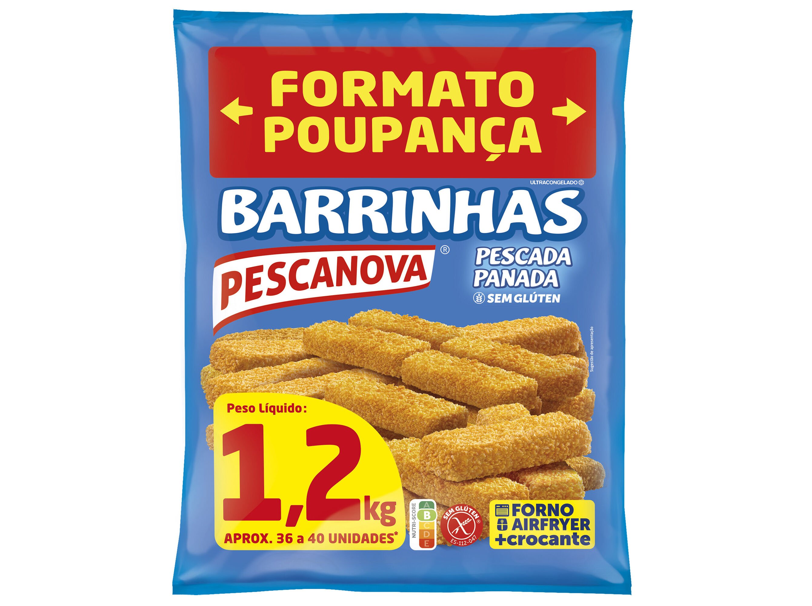BARRINHAS PESCANOVA PESCADA PANADA S/GLUTEN 1.2KG