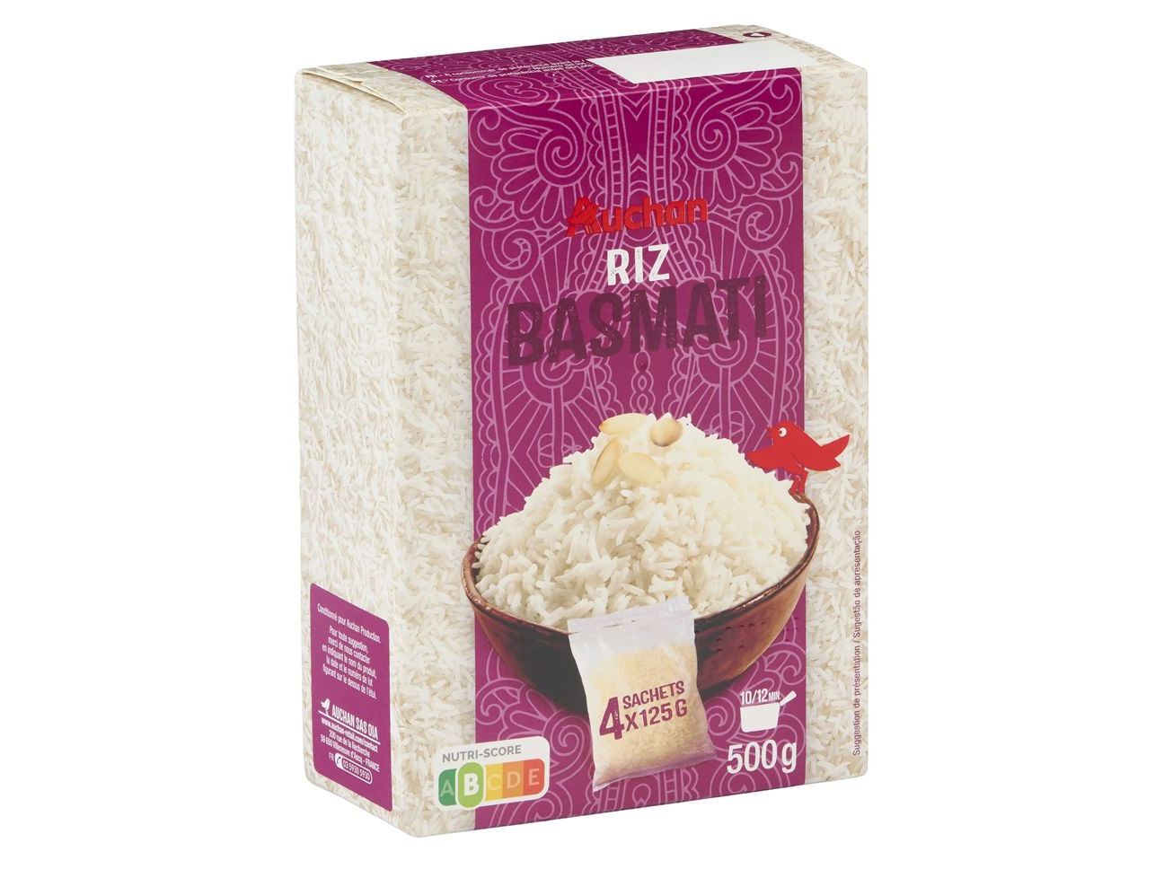 ARROZ BASMATI AUCHAN EM SAQUETAS 500G(4X125G) image number 0