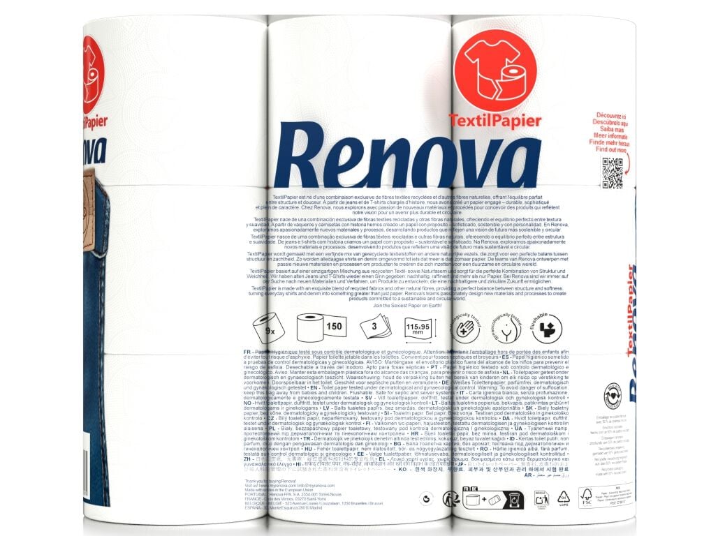 PAPEL HIGI&Eacute;NICO RENOVA TEXTIL 9 ROLOS image number 1