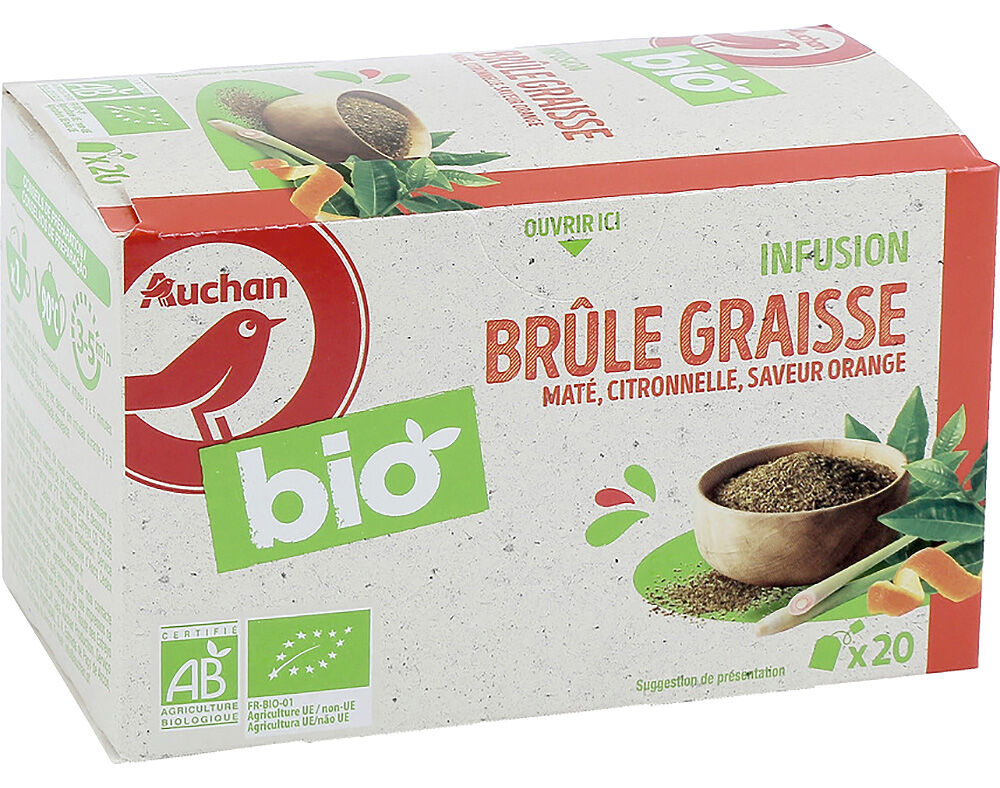 INFUS&Atilde;O AUCHAN BIO QUEIMA GORDURA 20 SAQUETAS