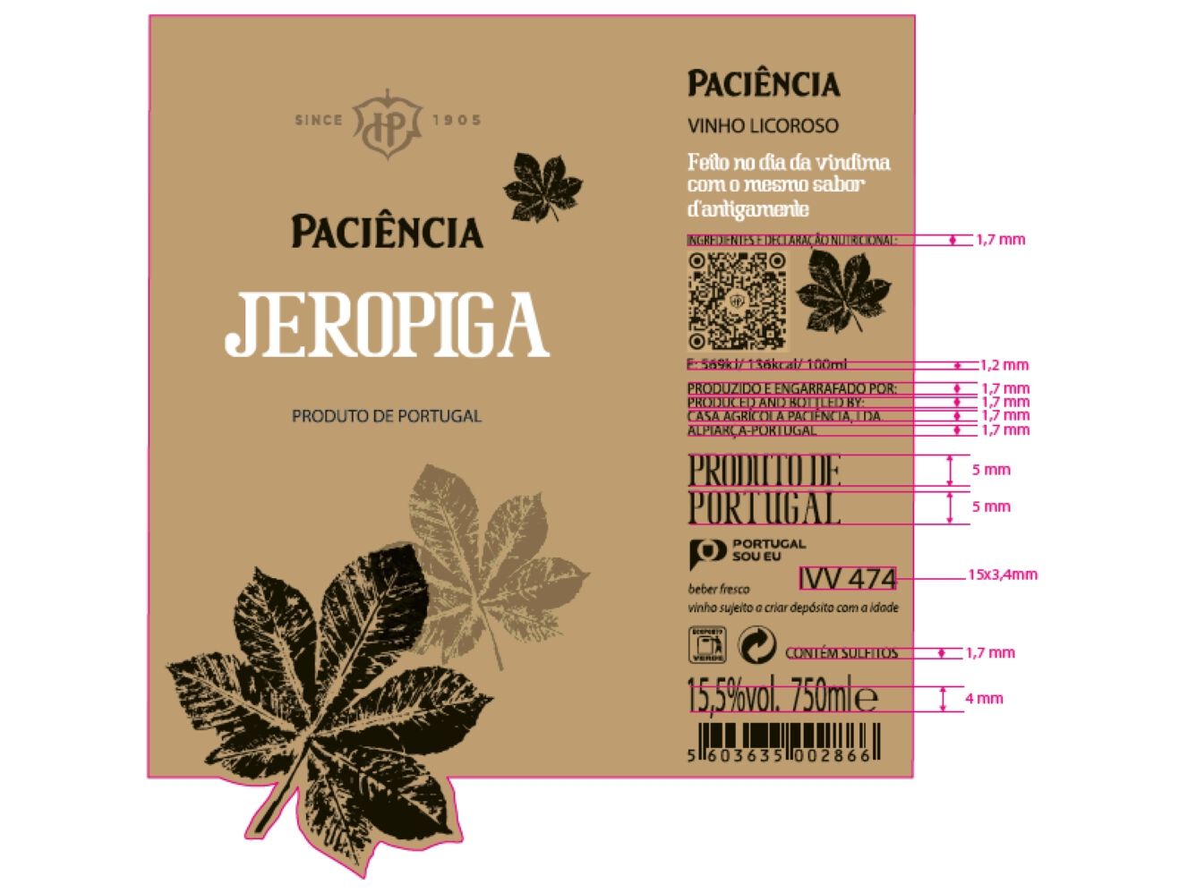 JEROPIGA PACI&Ecirc;NCIA VINHO LICOROSO 0.75L image number 1