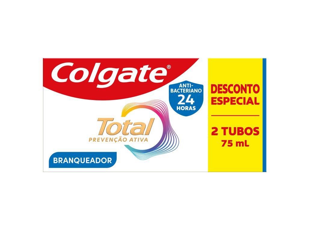 PASTA DE DENTES PROTE&Ccedil;&Atilde;O TOTAL BRANQUEADORA COLGATE 2X75ML image number 1