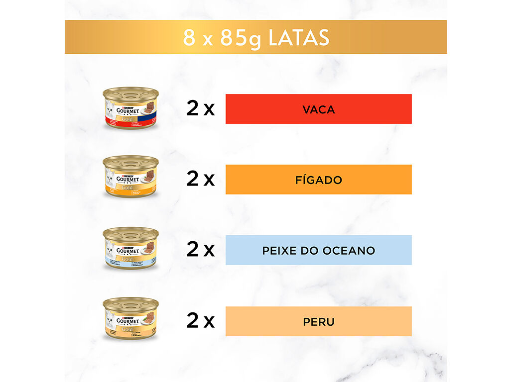 COMIDA H&Uacute;MIDA PARA GATO GOURMET GOLD MOUSSE 8X85G image number 2
