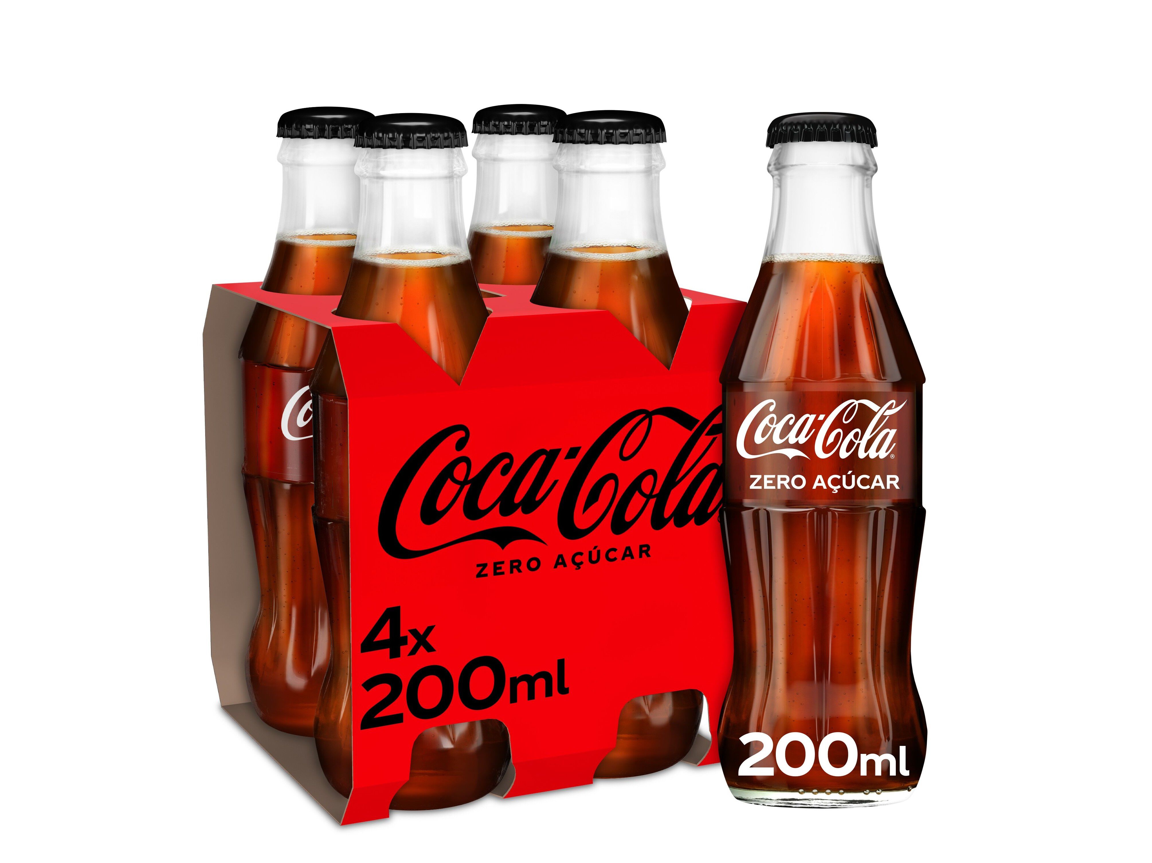 REFRIGERANTE COM G&Aacute;S COCA-COLA ZERO A&Ccedil;&Uacute;CAR VIDRO 4X0.20L image number 0