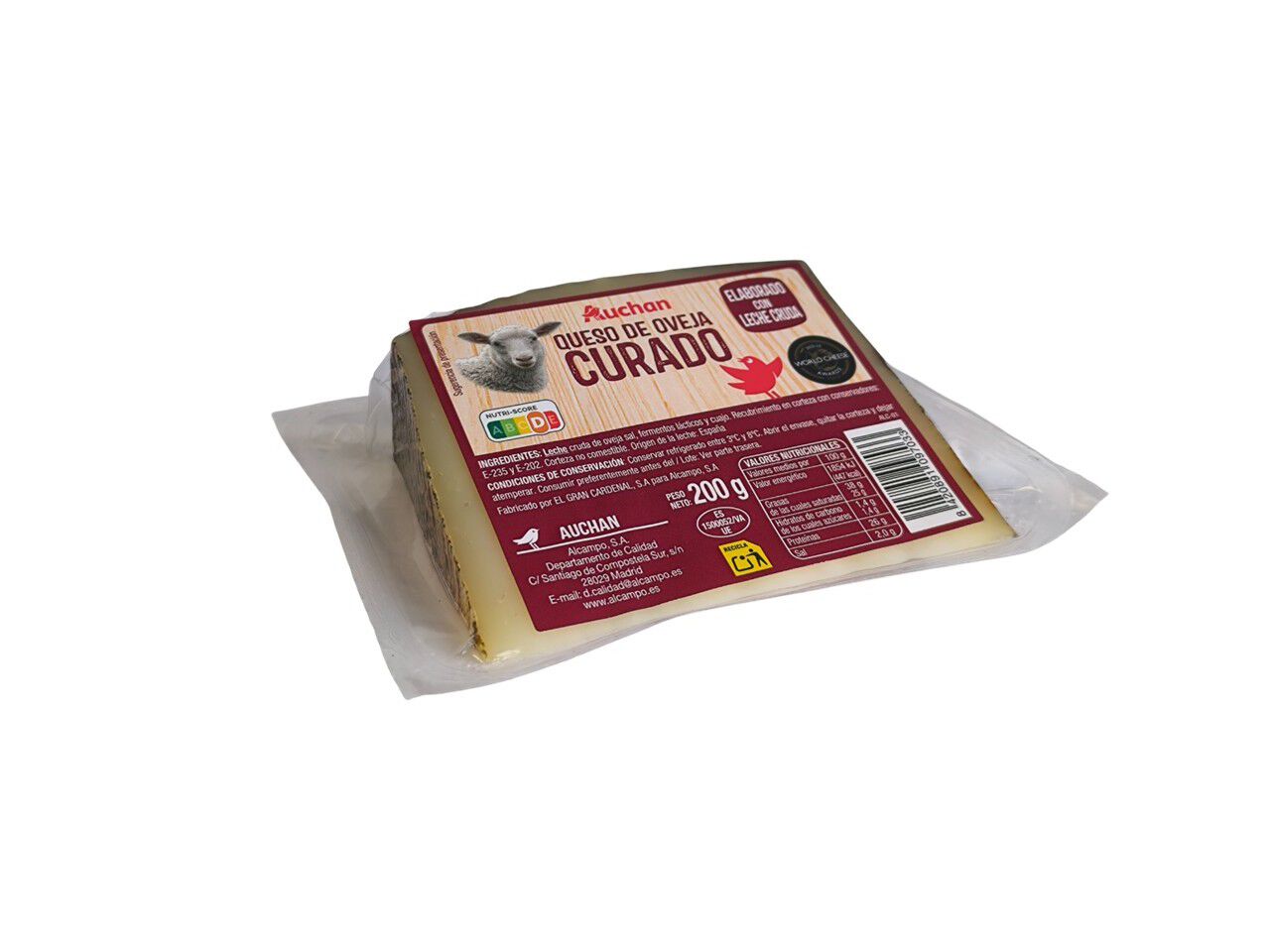 QUEIJO OVELHA CURADO AUCHAN CUNHA 200G image number 0