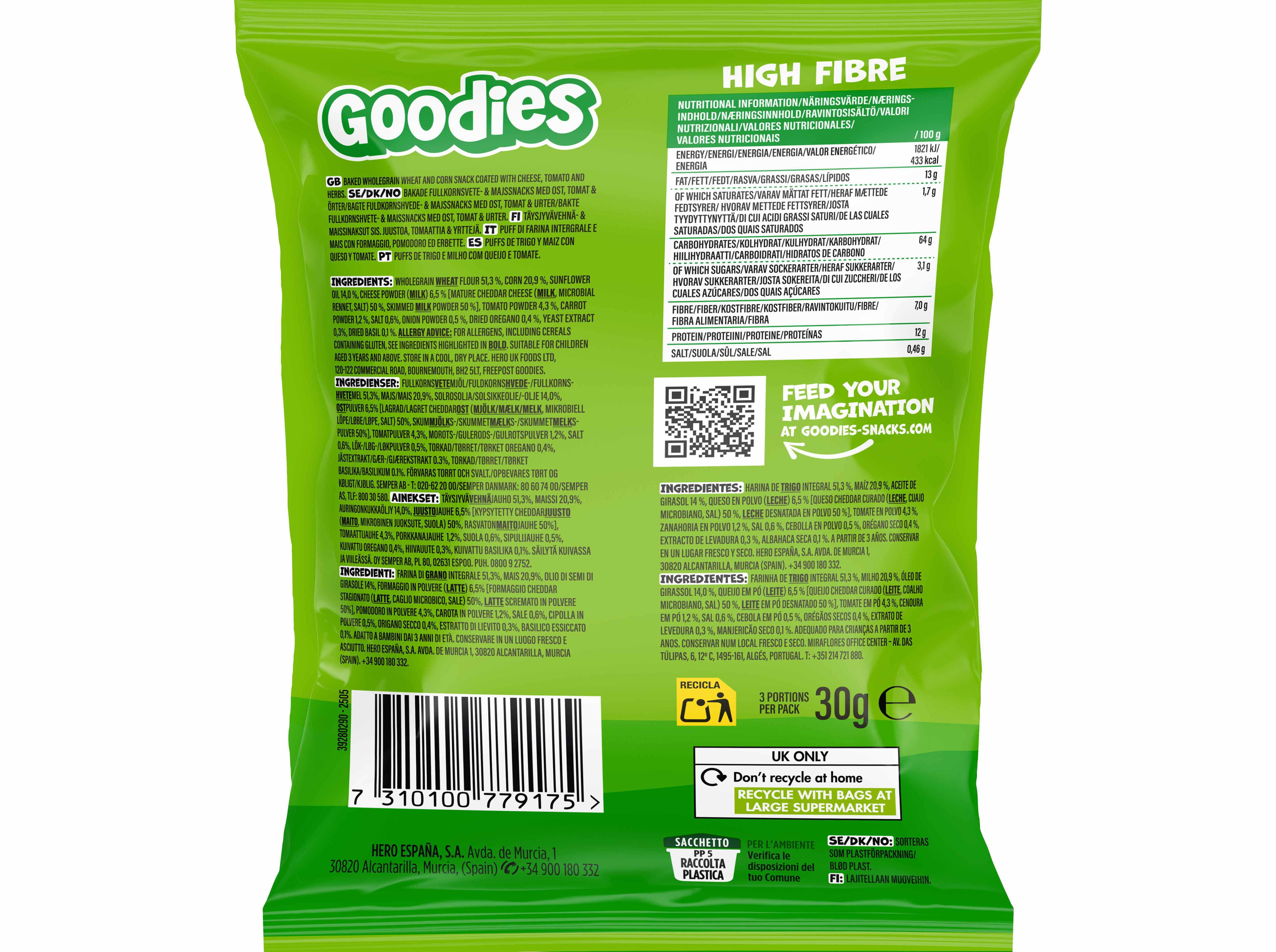 SNACK GOODIES DINO PUFFS PIZZA 30G image number 1