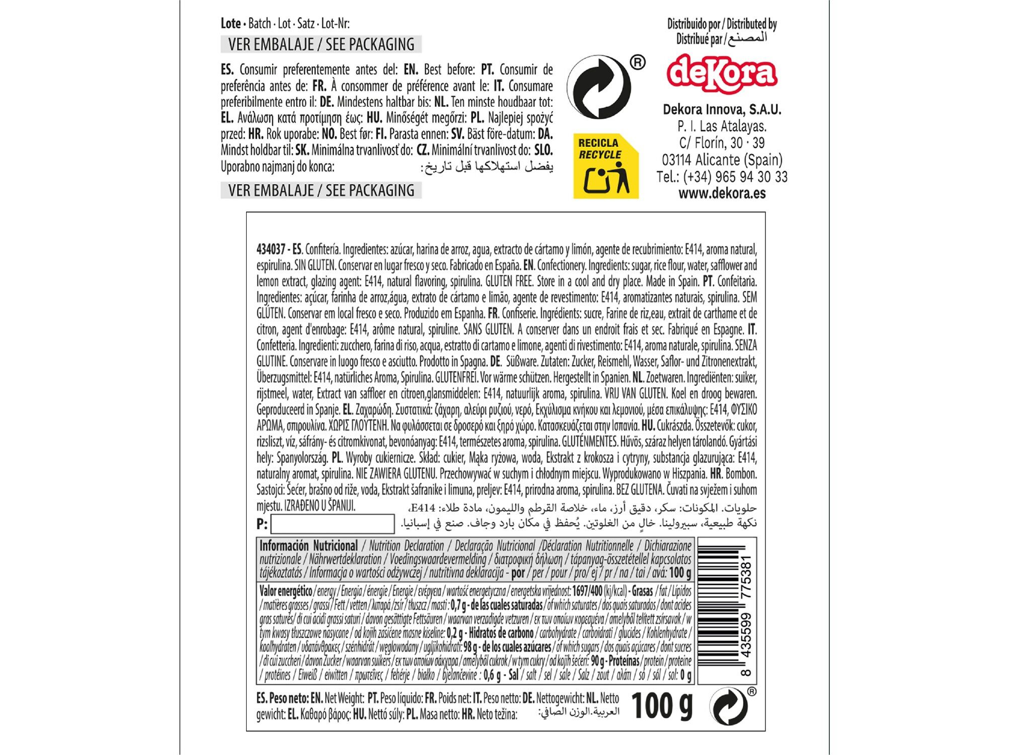 DEKOCRUNCHIES DEKORA PISTACHO 100G image number 1