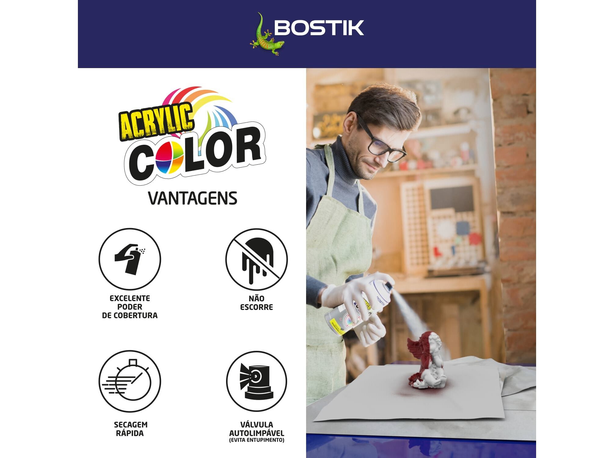 SPRAY ACRYLIC BOSTIK VERMELHO RUBI BRILHANTE 400ML image number 4