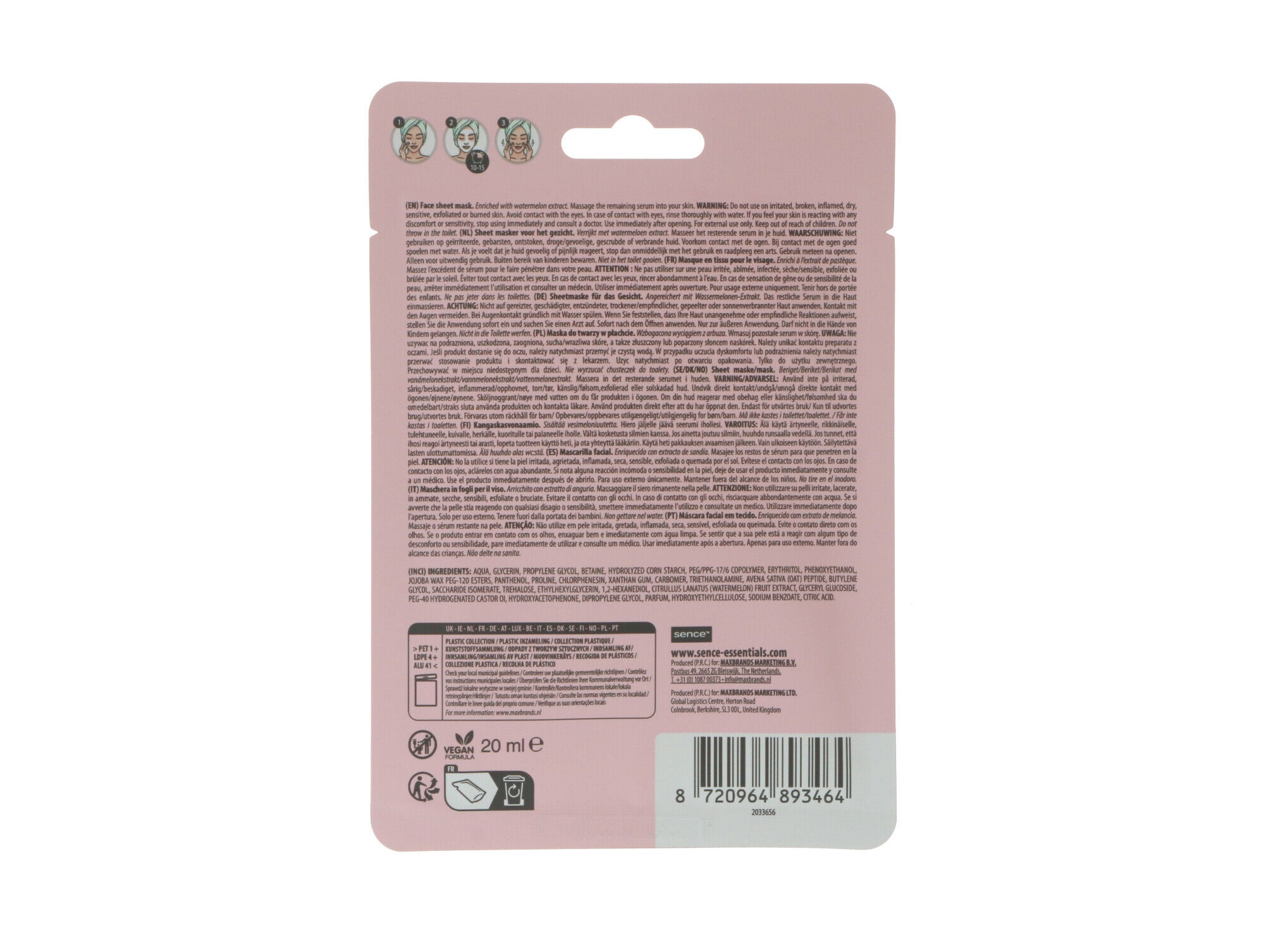 M&Aacute;SCARA FACIAL SENCE TECIDO MELANCIA 1UN image number 1