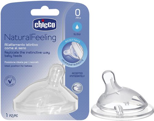 TETINA CHICCO NATURAL FEELING SILICONE FLUXO NORMAL 0M+ 1UN image number 0