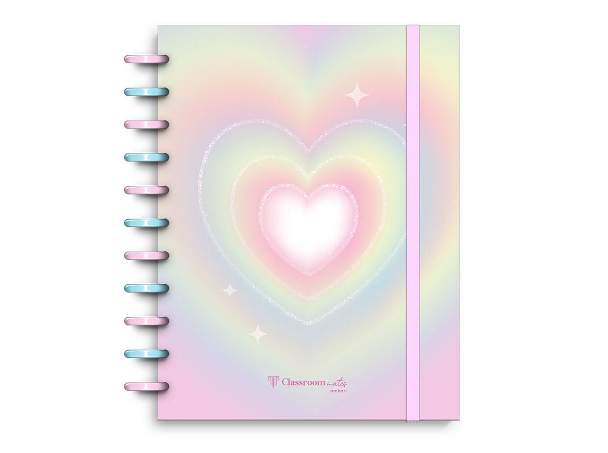 CADERNO A4 ECOSMART AMBAR PAUTADO SHINY LOVE 100 FOLHAS CAPA PP