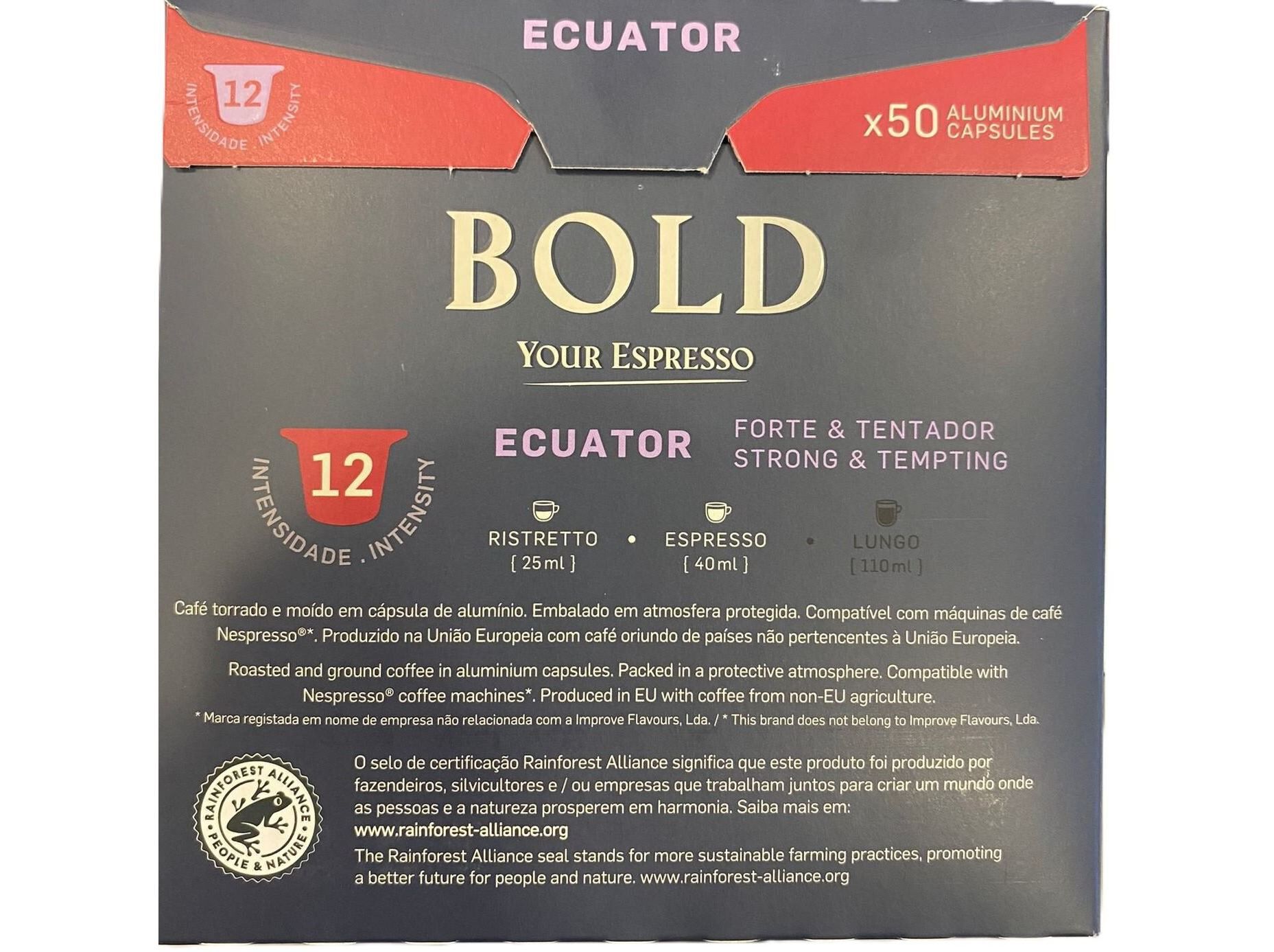 C&Aacute;PSULAS CAF&Eacute; BOLD COMPATIVEIS COM NESPRESSO ECUATOR 50UN image number 1