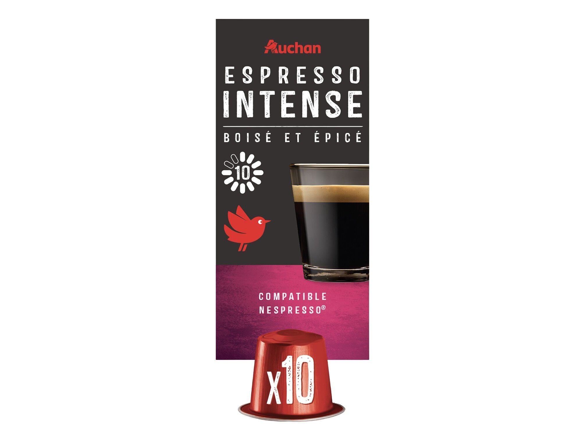 C&Aacute;PSULAS AUCHAN CAF&Eacute; NESPRESSO ALUMINIO EXPRESSO INTENSO 10UN