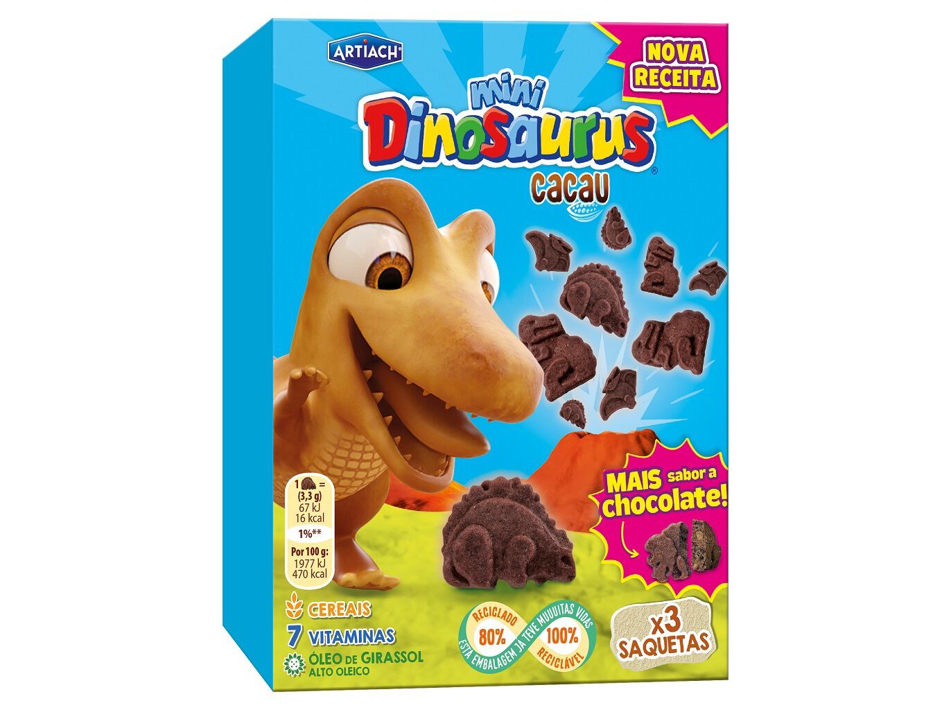 BOLACHA ARTIACH MINI DINOS CHOCO 120G