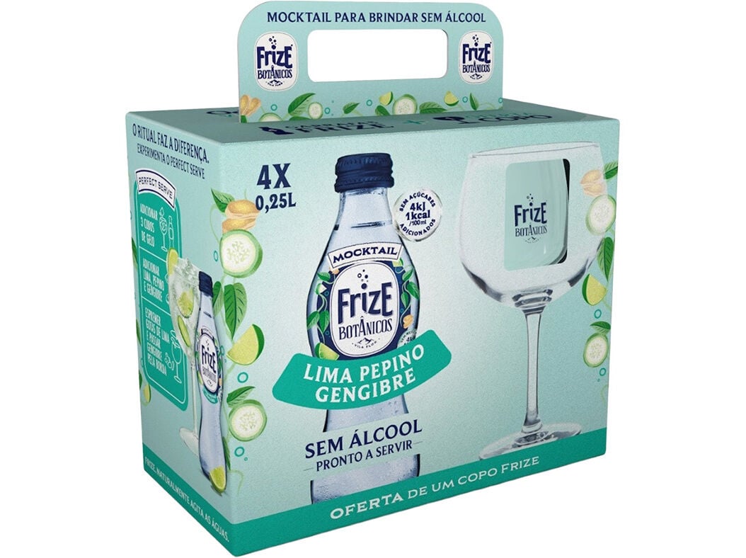 &Aacute;GUAS COM G&Aacute;S FRIZE BOT LIMA GENGIBRE 4X25CL C/COPO