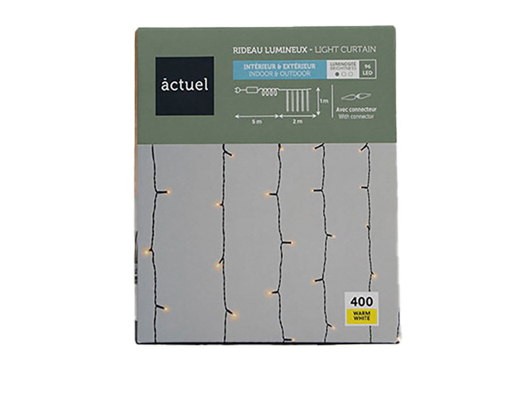 CORTINA LUZES AMARELAS ACTUEL EXTERIOR 96LED 8F