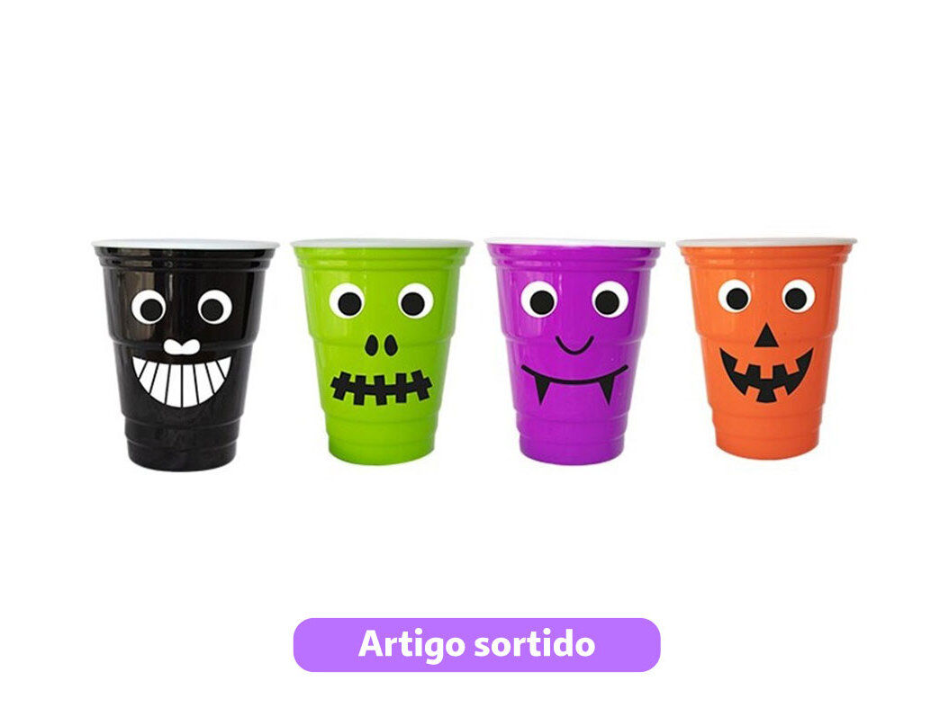 COPO PL&Aacute;STICO HALLOWEEN DO ART 12.5X10.5CM MODELOS SORTIDOS