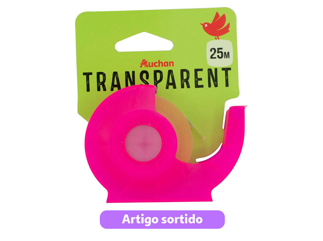 FITA COLA TRANSPARENTE AUCHAN COM DISPENSADOR 25M CORES SORTIDAS image number 4