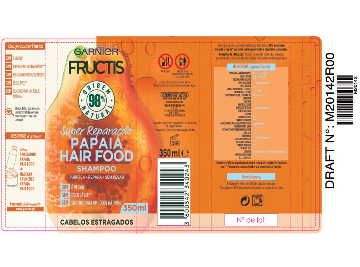 CHAMP&Ocirc; FRUCTIS HAIR FOOD PAPAIA 350ML image number 1