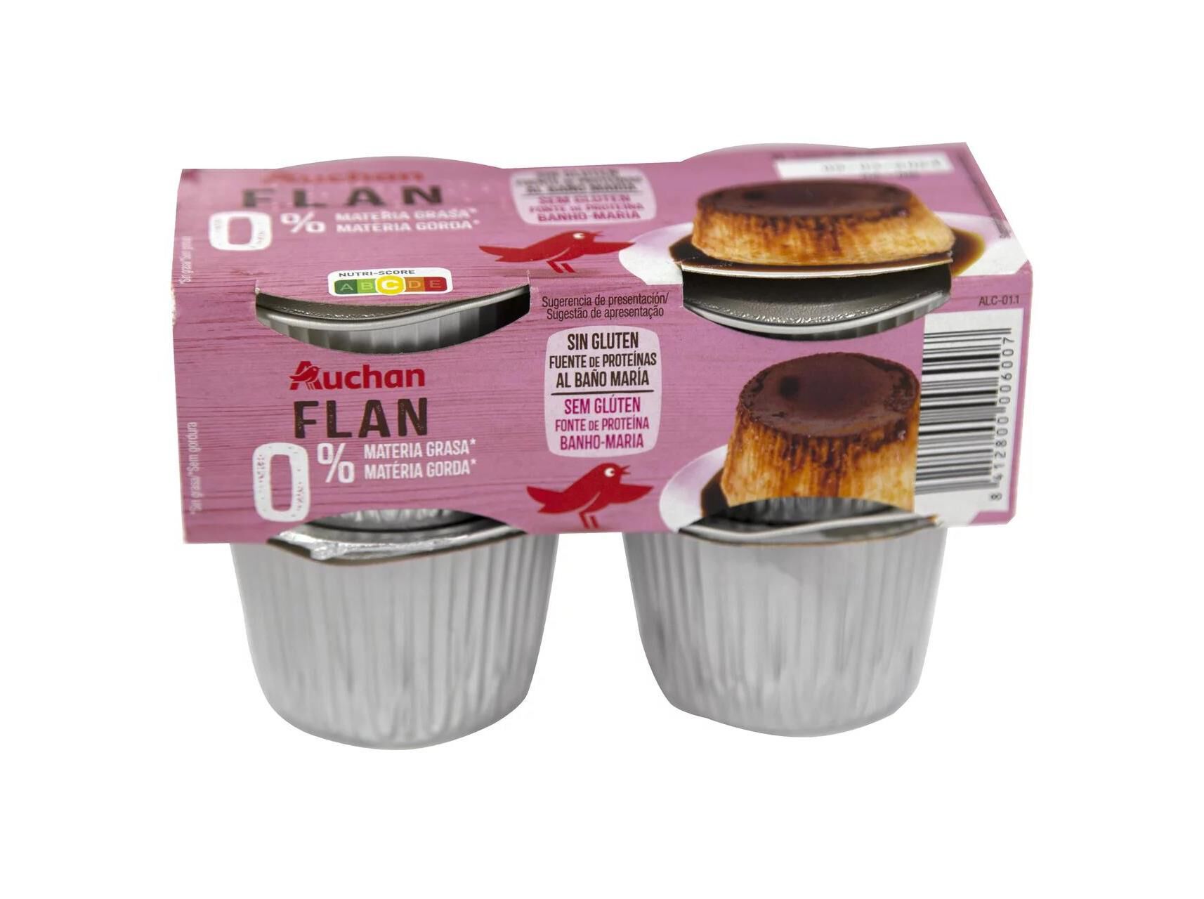 FLAN DE OVO AUCHAN SEM GL&Uacute;TEN E 0% MAT&Eacute;RIA GORDA 4X100G image number 0