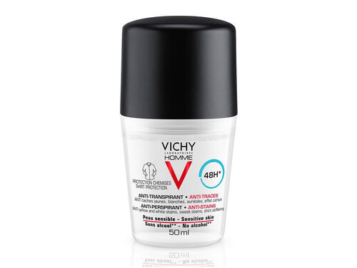 DESODORIZANTE VICHY HOMME ANTIMANCHAS 48H ROLL ON 50ML image number 0