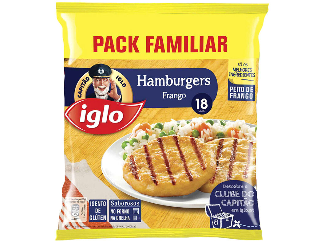 HAMBURGUERES IGLO FRANGO SEM GLUTEN 18 UN 1080G