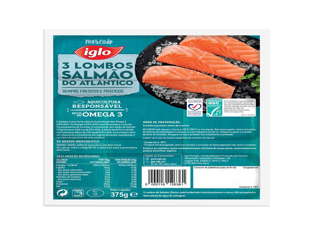 LOMBOS IGLO SALM&Atilde;O 375G 3UN