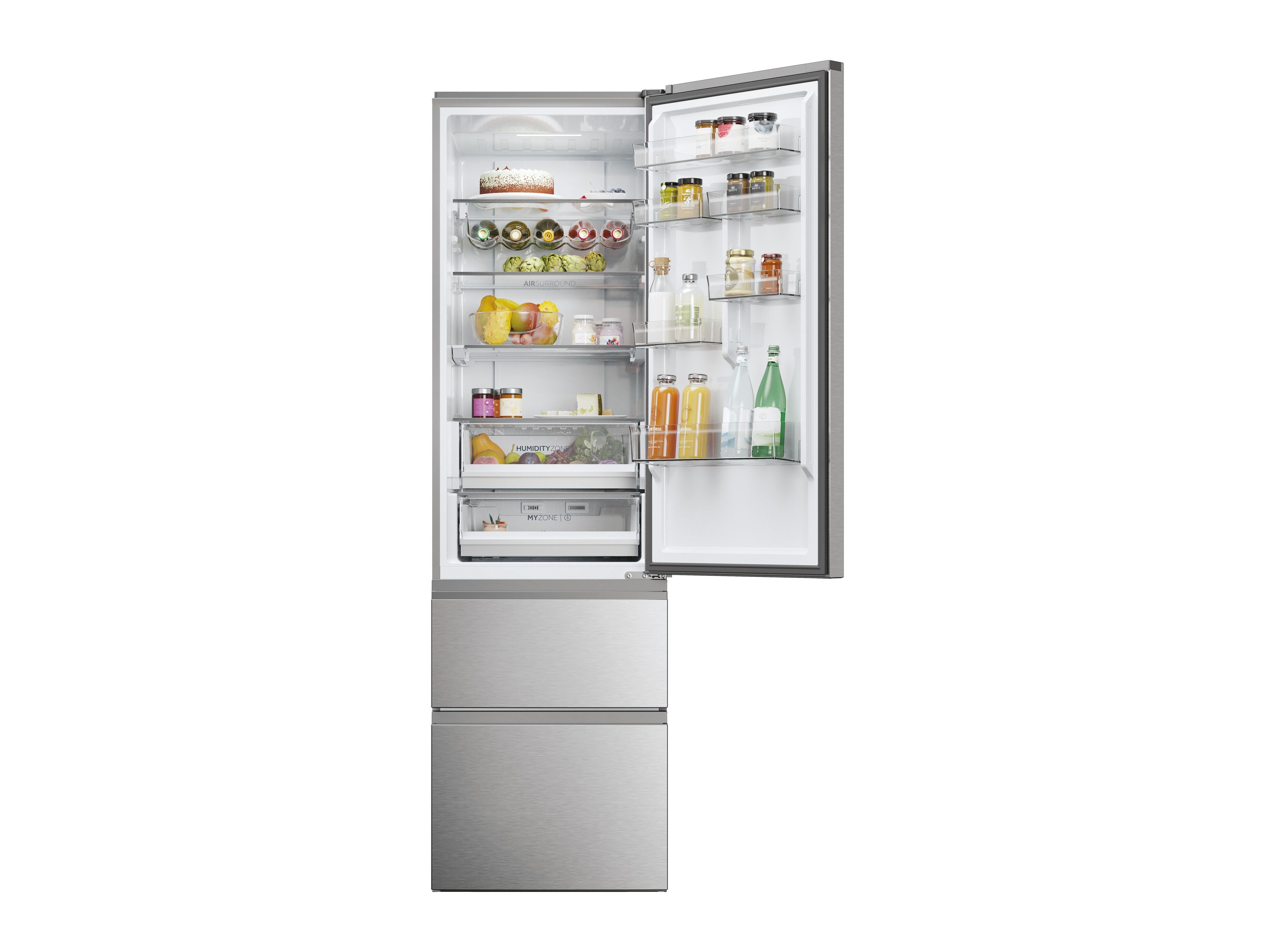 FRIGOR&Iacute;FICO COMBINADO 3 PORTAS HAIER HTW5620ENMG (NO FROST E 2.05CM 414L INOX) image number 5