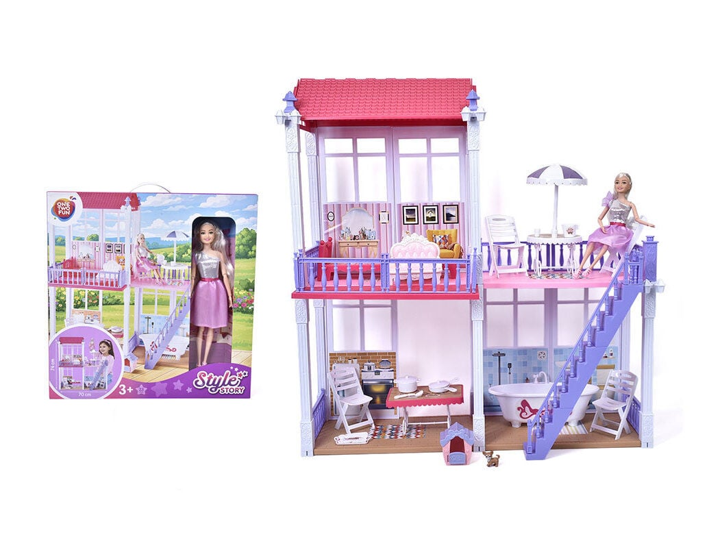 CASA DE BONECAS ONE TWO FUN COM BONECA 29CM