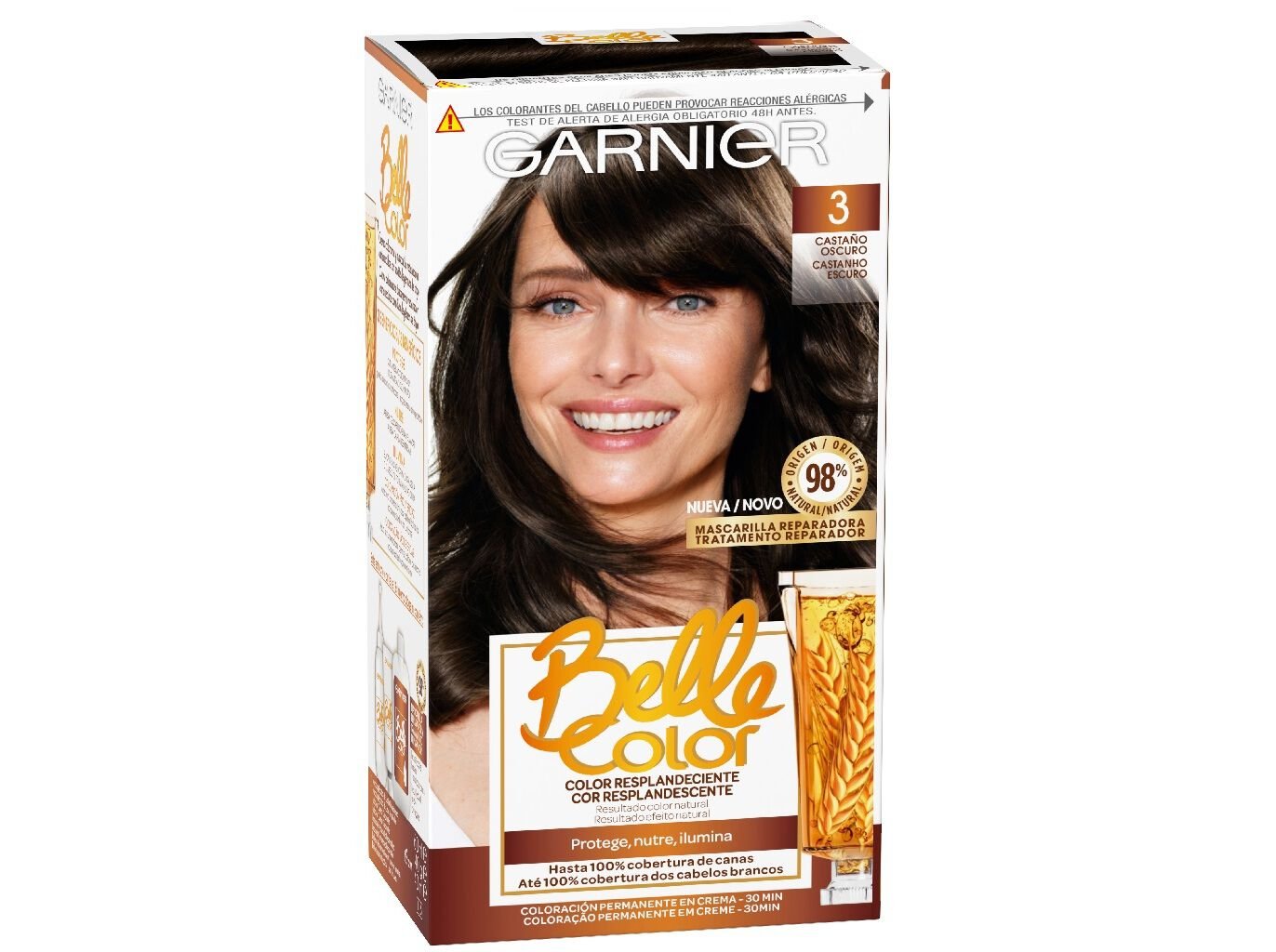 COLORA&Ccedil;&Atilde;O BELLE COLOR LONGA DURA&Ccedil;&Atilde;O N&ordm;3 CASTANHO ESCURO UN image number 1