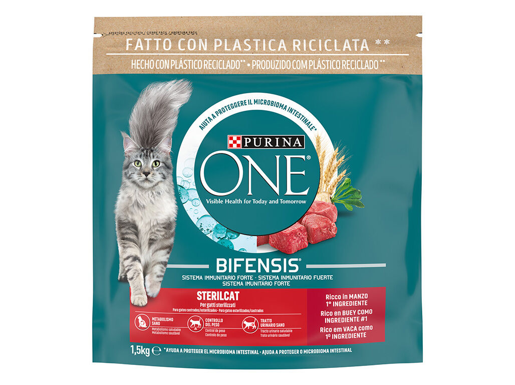 RA&Ccedil;&Atilde;O PARA GATO PURINA ONE ESTERILIZADO COM VACA 1.5KG image number 1