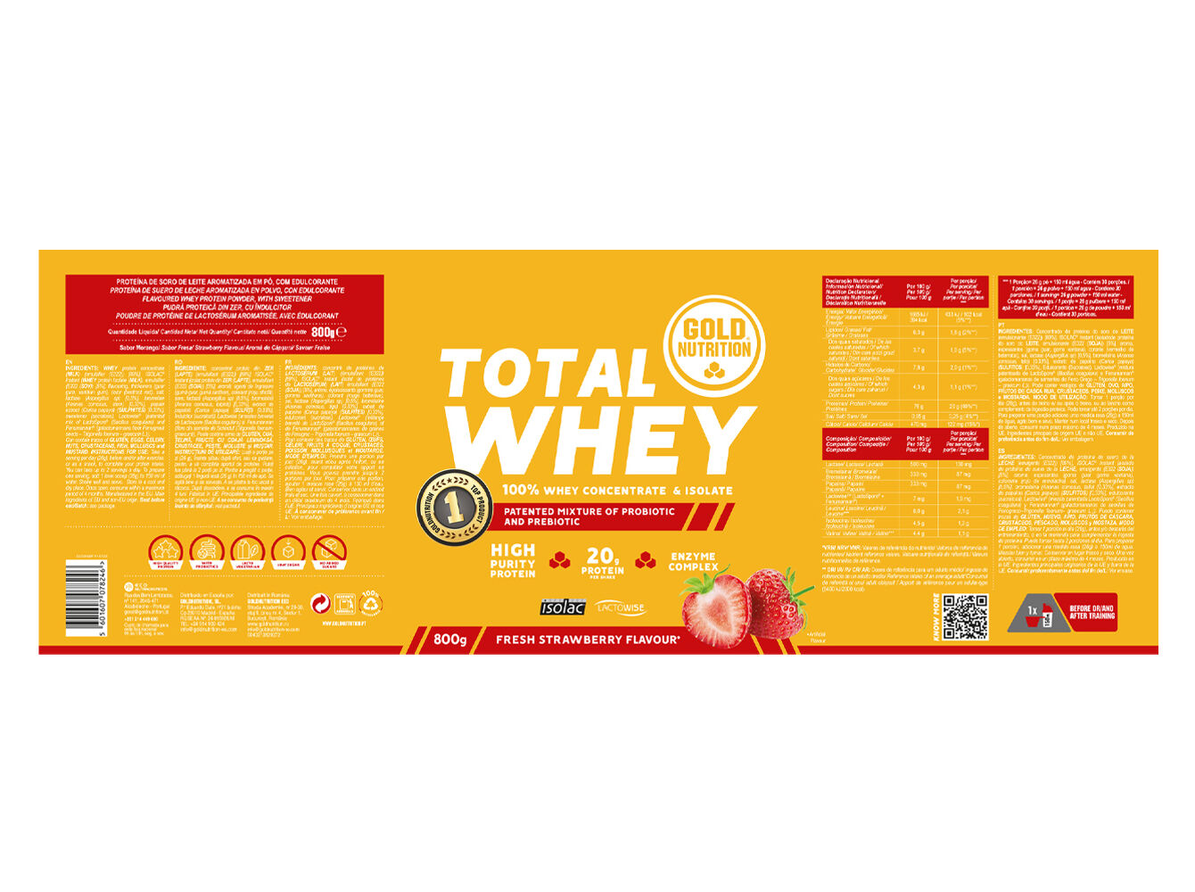 TOTAL WHEY GOLDNUTRITION MORANGO 800 G image number 1