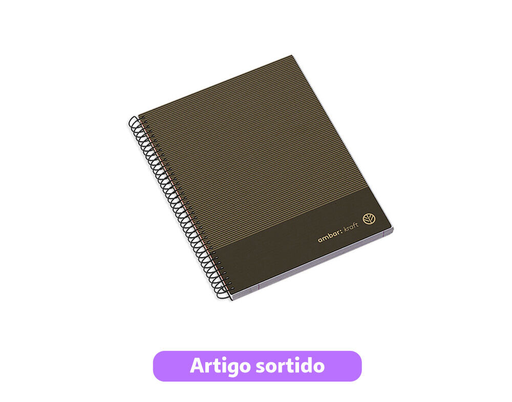 CADERNO ESPIRAL A5 AMBAR KRAFT CAPA DURA PAUTADO CORES SORTIDAS image number 1