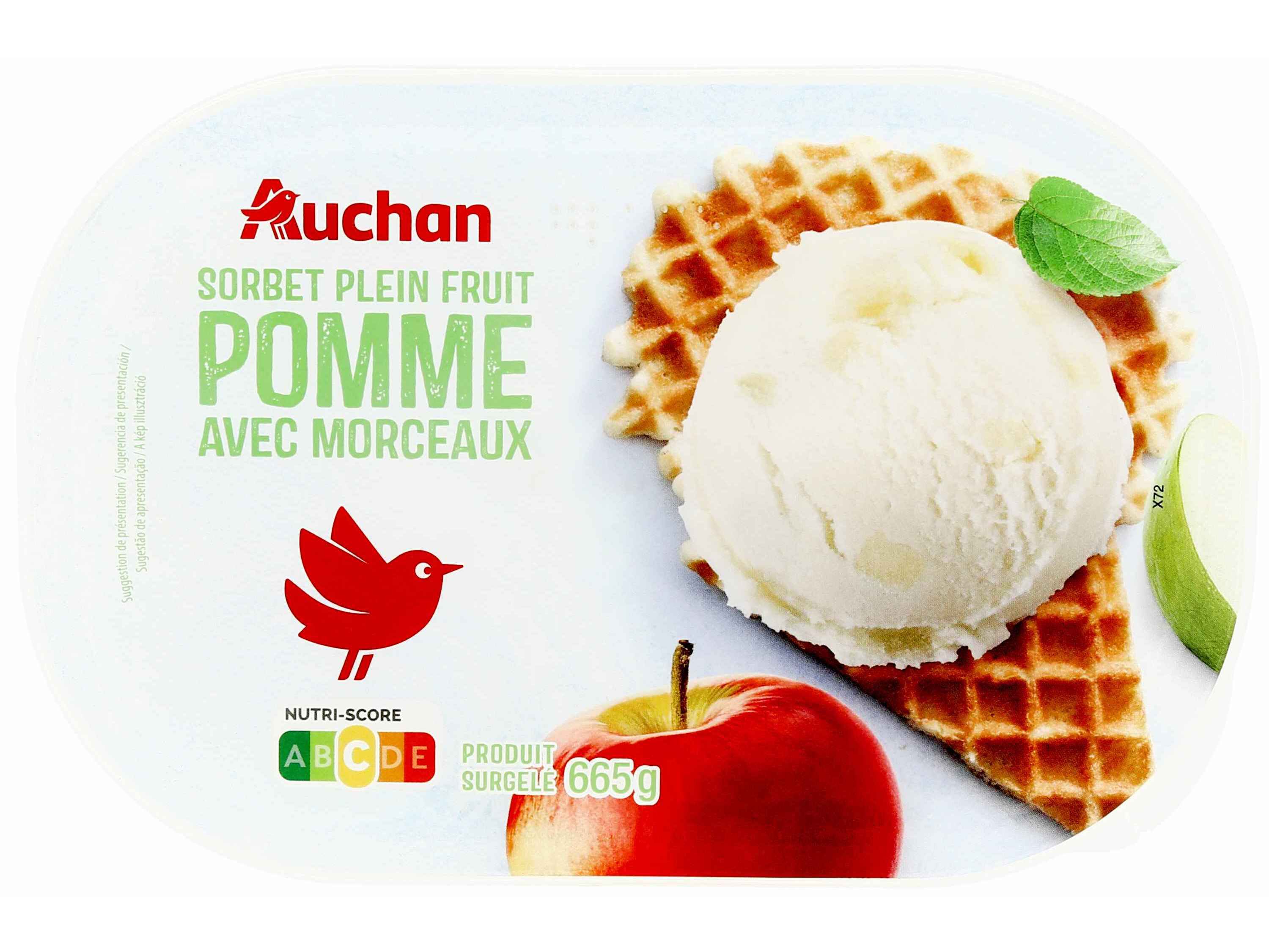 SORBET AUCHAN MA&Ccedil;&Atilde; COM PEDA&Ccedil;OS 1L image number 0