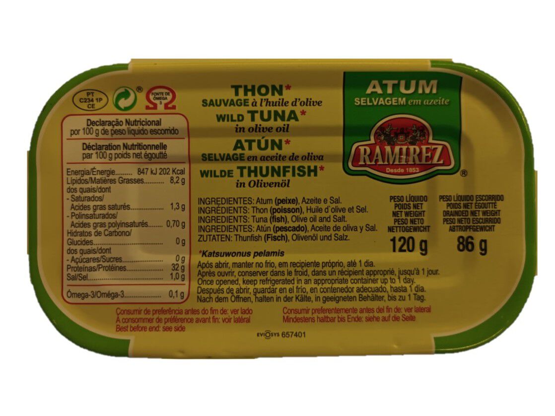 ATUM EM AZEITE RAMIREZ 120G+10%GRATIS 120(86)G image number 1