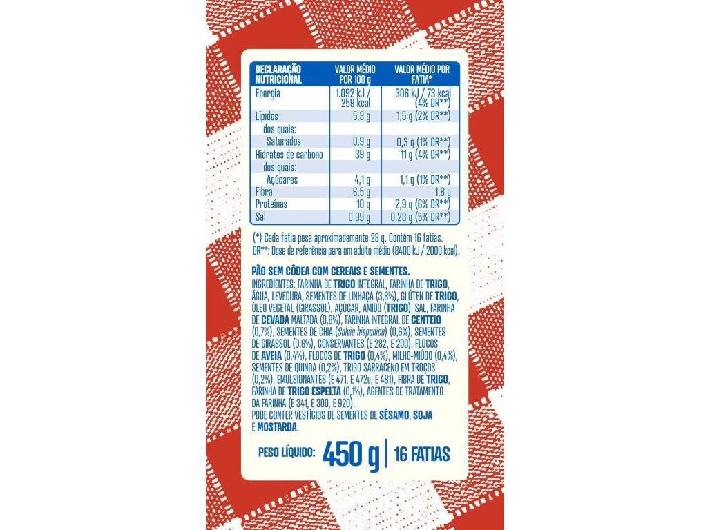 PAO DE FORMA BIMBO SEM CODEA 10 CEREAIS 450G image number 1