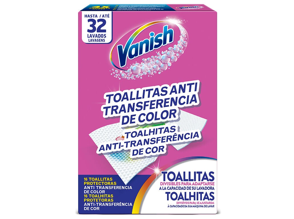 Toalhitas Anti Transfer&ecirc;ncia de Cores Vanish Gold 32 unid