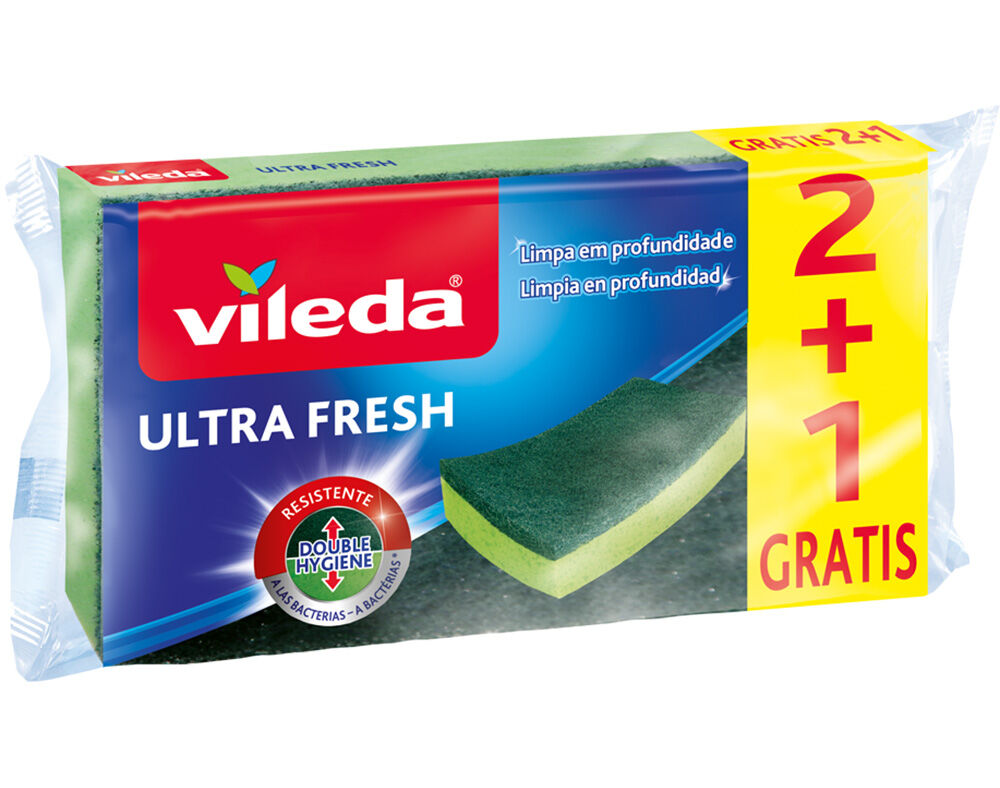 ESFREG&Atilde;O VILEDA ESPONJA ULTRA FRESH 2+1UN