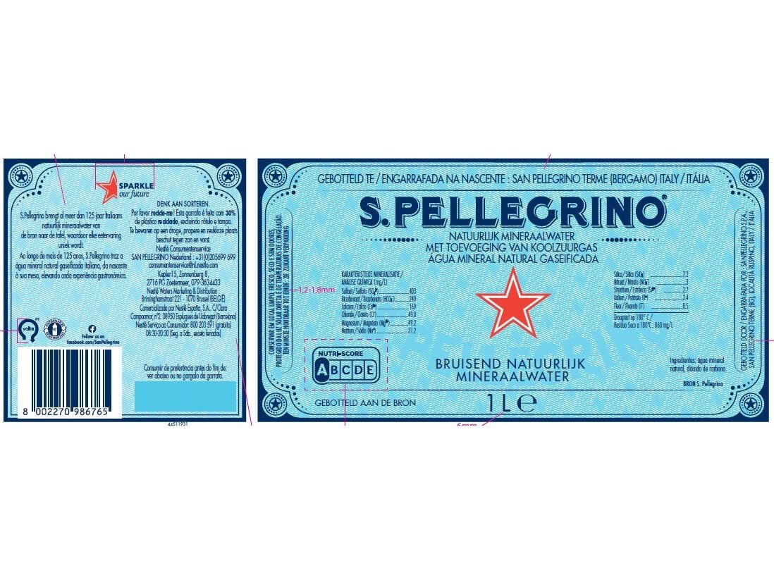 AGUA C/GAS SAN PELLEGRINO S/SABOR PET 1L (SDR) image number 1