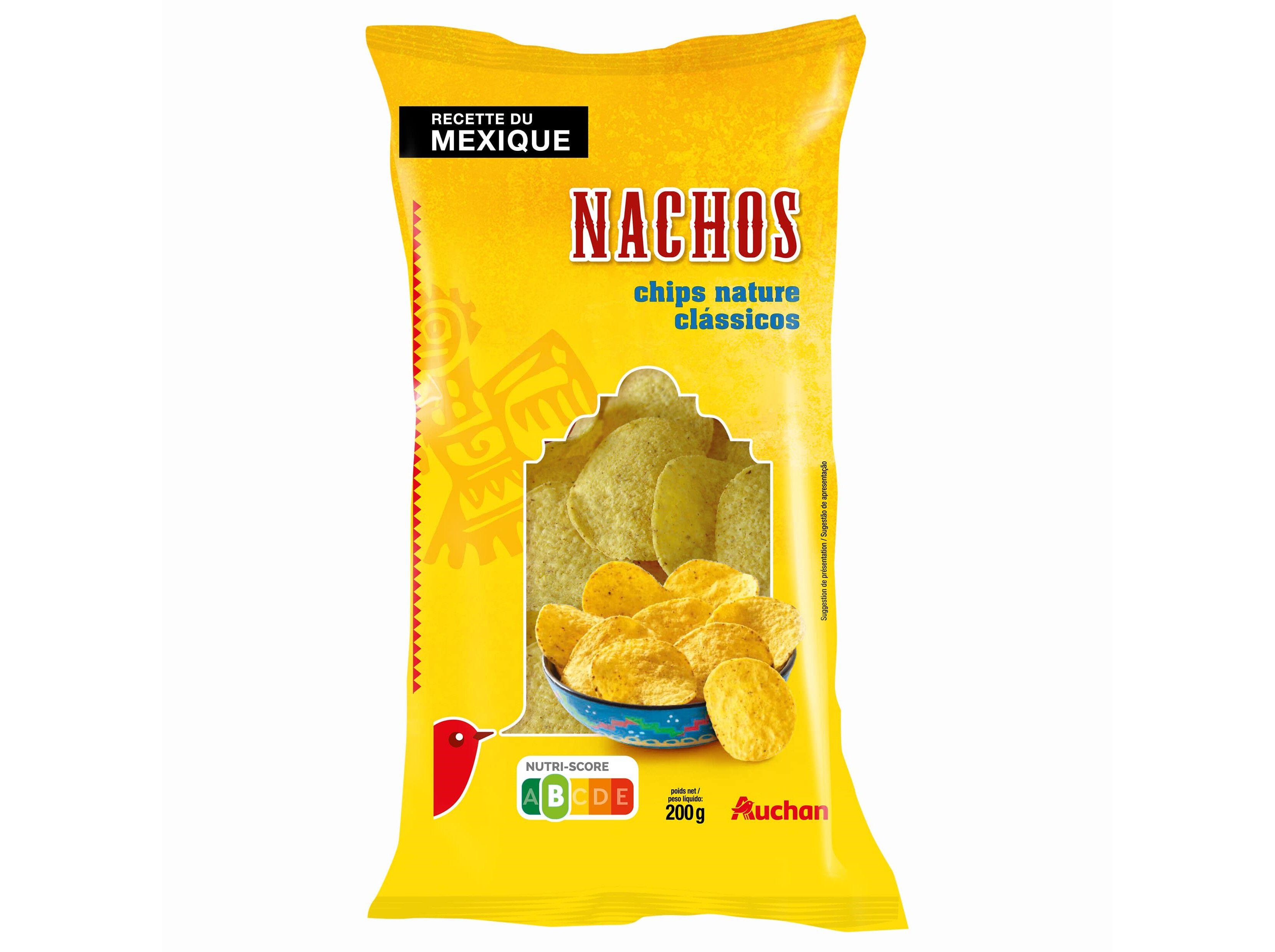 NACHOS AUCHAN CHIPS NATURE 200G