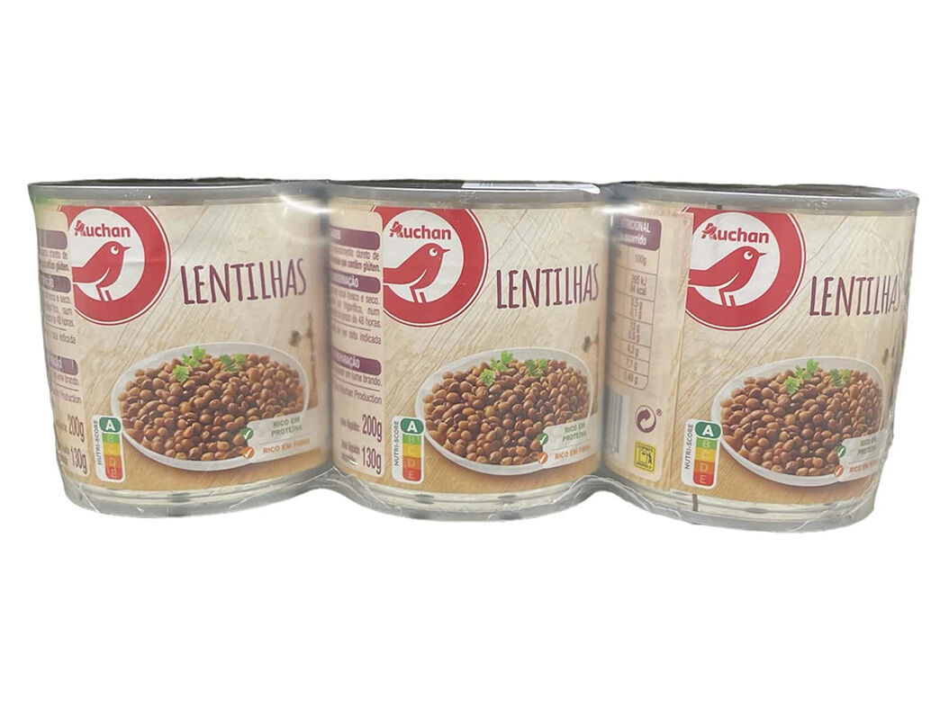 LENTILHAS AUCHAN EM LATA 3X200(130)G image number 0