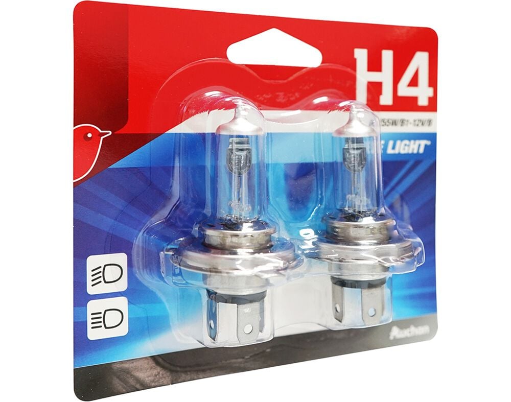 L&Acirc;MPADA AUTO AUCHAN H4 12V 60/55W AZUL PACK 2 UNIDADES