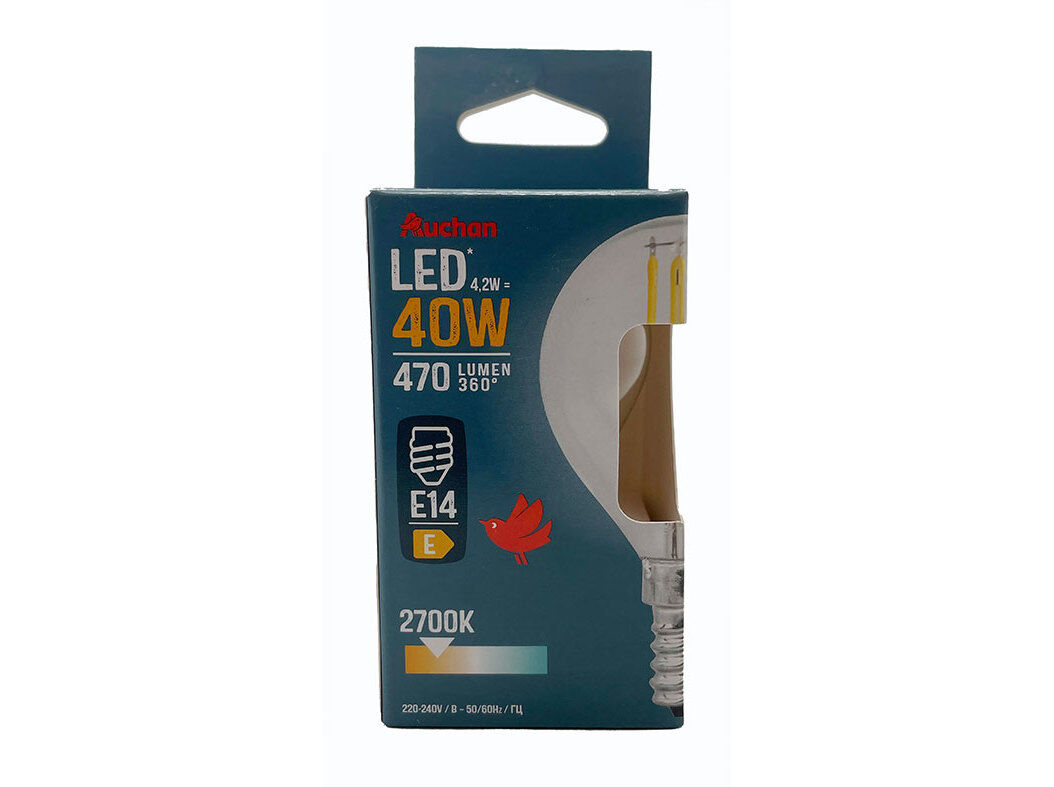 L&Acirc;MPADA LED ESF&Eacute;RICA AUCHAN E14 40W LUZ AMARELA image number 0