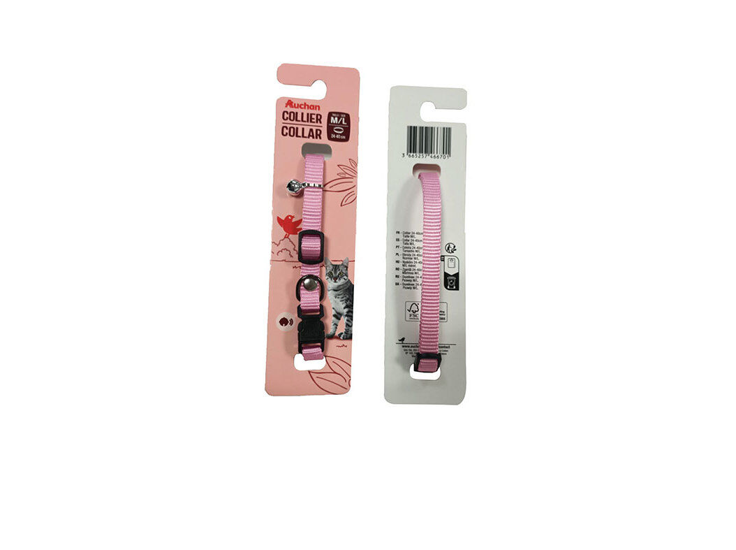 COLEIRA POLIESTER AUCHAN ROSA 20-40CM