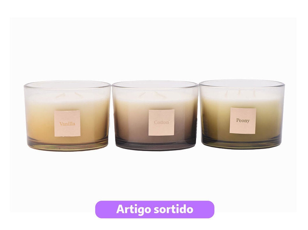 VELA PERFUMADA ACTUEL COM COPO &Oslash;13XA8CM MODELOS SORTIDOS