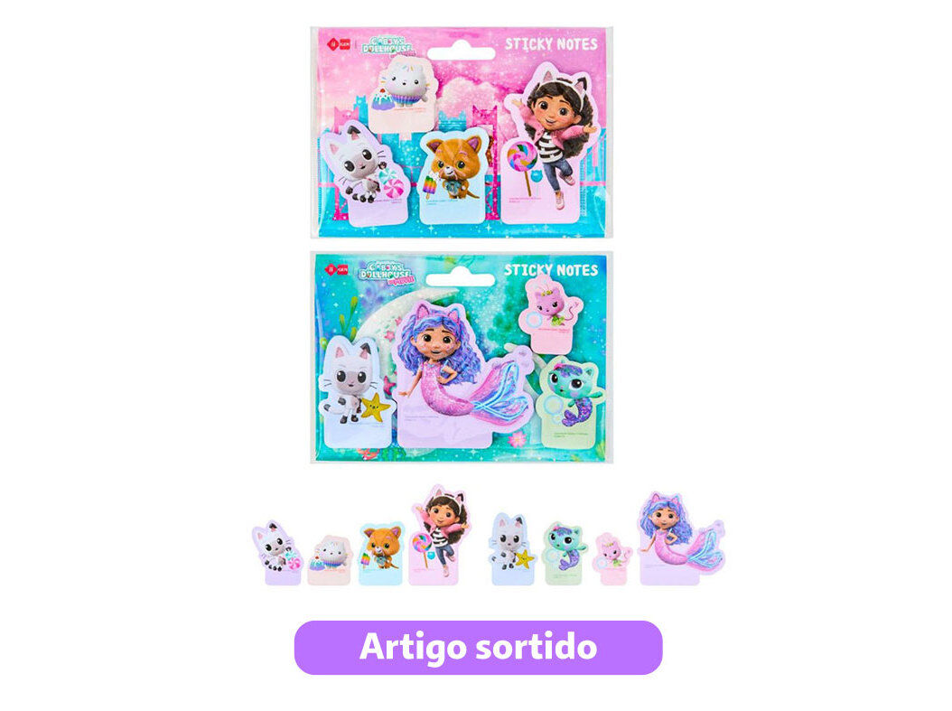BLOCOS NOTAS ADERENTES GABBY 4 FIGURAS MODELOS SORTIDOS